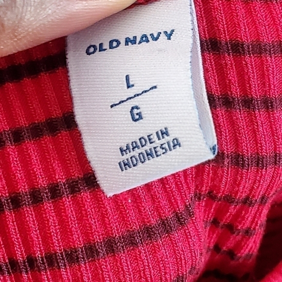 OLD Navy Women's Dress Mock Neck Red Stripes Ribbed Size Large - Picture 10 of 11